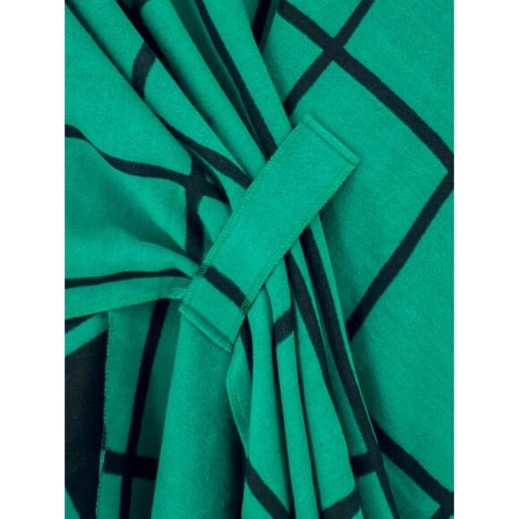 Women Shawl Wrap Poncho Ruana Cape Open Front Cardigan Fall Winter Green Black - Picture 5 of 6